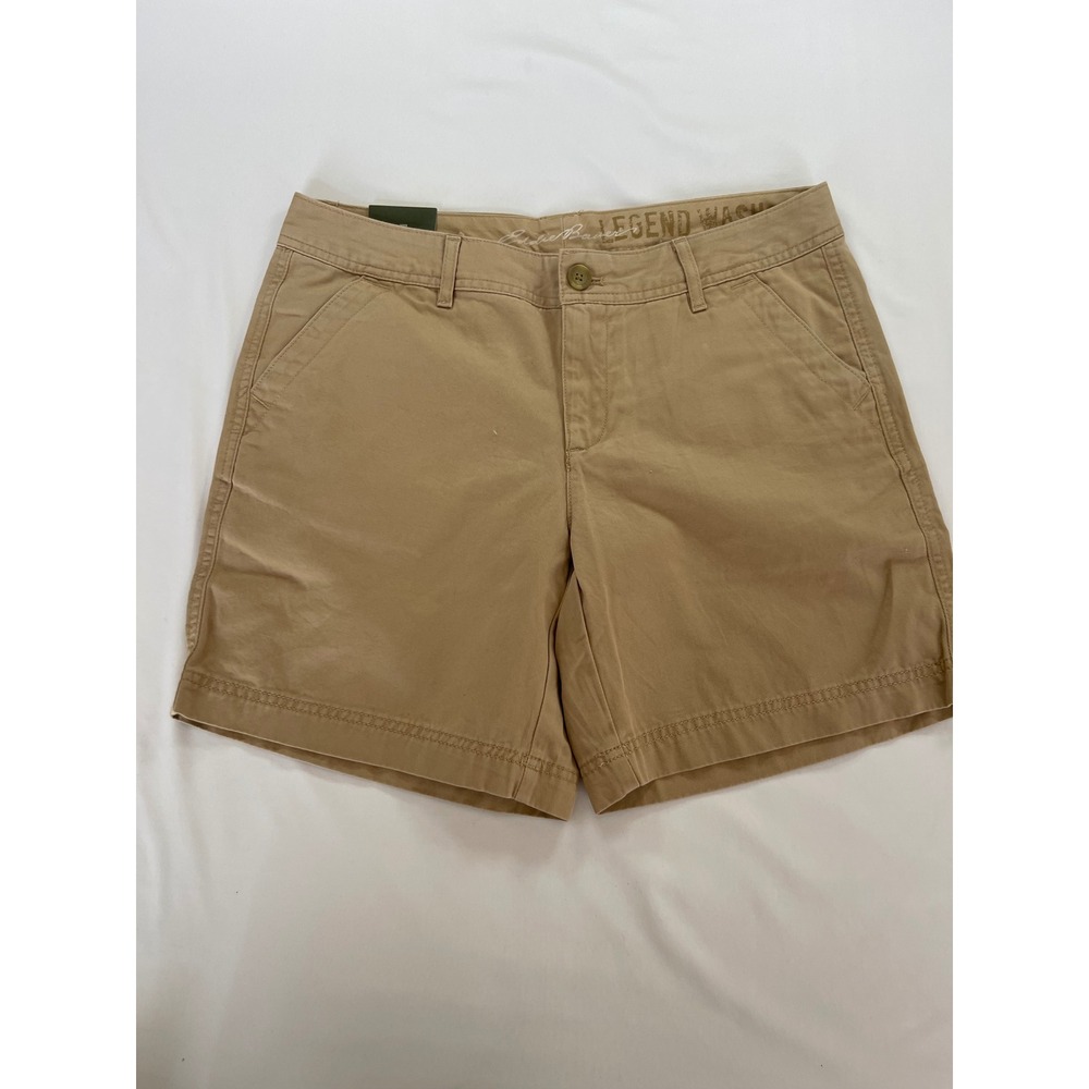 Eddie Bauer Legend Wash Chino Shorts Womens 4 Regular Tan Khaki 100% Cotton NEW